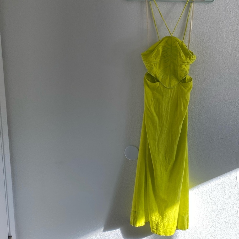 Farm Rio Monstera Open-Back Halter Midi Dress